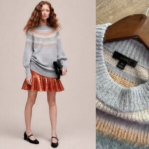 J. Crew Women's Fair Isle yoke puff-sleeve sweater-size XS